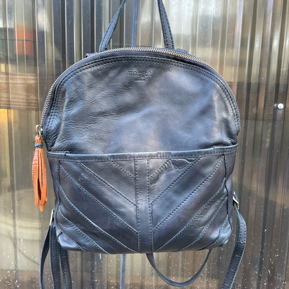 Women’s Black Leather Backpack Purse by Margot